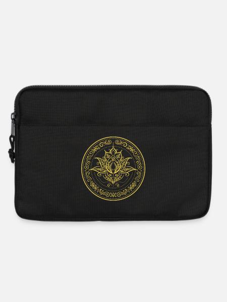 Lotus Mandala - Spirituelles Symbol in Gold - Laptoptasche 13" - Schwarz