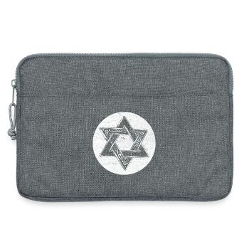 Étoile de David ornée en cercle blanc - Sacoche pour ordinateur portable 13 pouces - gris chiné - Devant