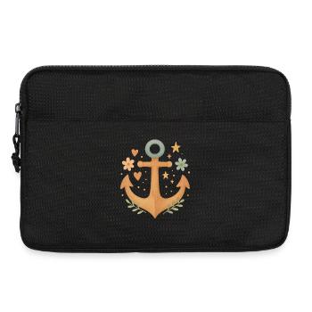 Boho Anker mit Blumen & Herzen Design - Laptoptasche 13" - Schwarz - Vorne