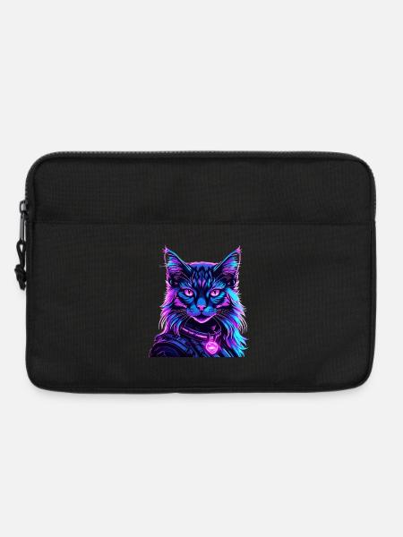 Neon Space Cat Cat Portrait - Laptop bag 13" - black