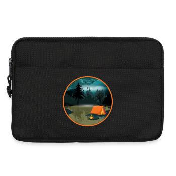 Camping de nuit dans la forêt avec feu de camp et tente - Sacoche pour ordinateur portable 13 pouces - noir - Devant