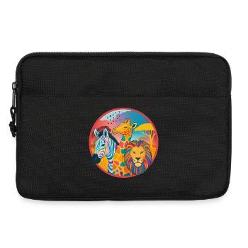 Colorful savannah trio: zebra, giraffe, lion - Laptop bag 13" - black - Front