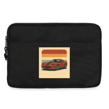 Vintage sports car with retro background - Laptop bag 13" - black - Front