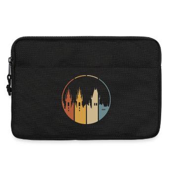 logo vintage de la ville de Prague - symbole de la ville avec le logo du château - Sacoche pour ordinateur portable 13 pouces - noir - Devant