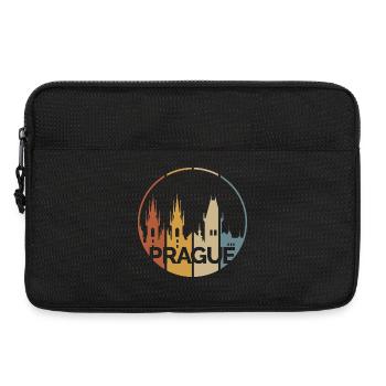 Prague city silhouette vintage colors - castle logo - Laptop bag 13" - black - Front
