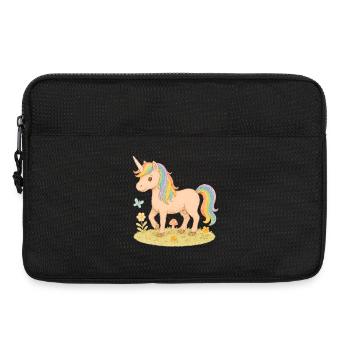 Licorne colorée avec des fleurs et un papillon - Sacoche pour ordinateur portable 13 pouces - noir - Devant