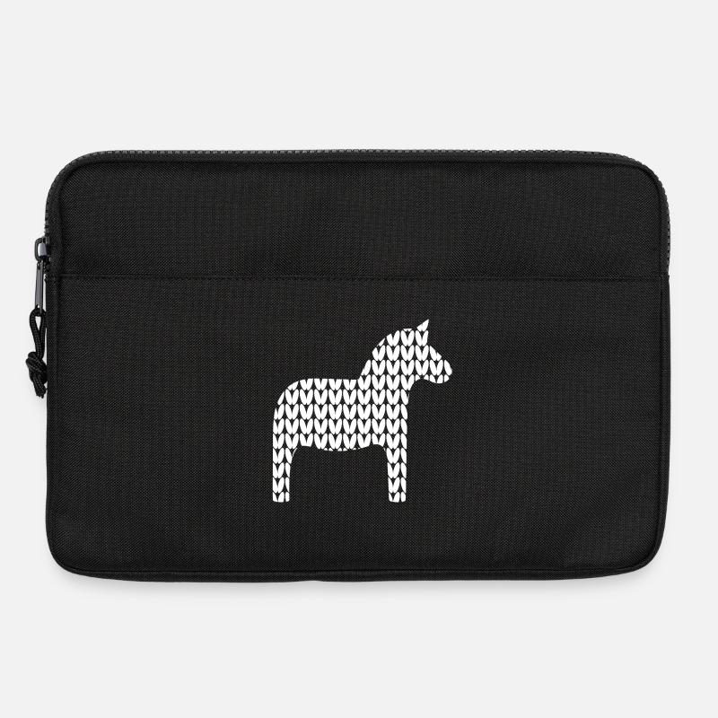 Dalapferd Strickmuster cozy Hygge Pferd skandi - Laptoptasche 13" - Schwarz