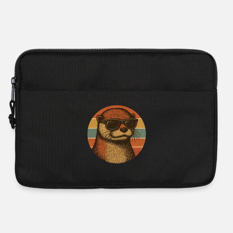 Cool Otter with Sunglasses Retro Design - Laptoptasche 13" - Schwarz