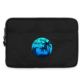 J’ai besoin de plage – surf, soleil, mer, palmiers - Sacoche pour ordinateur portable 13 pouces - noir - Devant