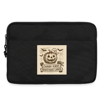Halloween pumpkin with ghost and banner - Laptop bag 13" - black - Front