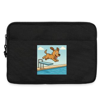 Playful dog jumping into the water - Laptop bag 13" - black - Front