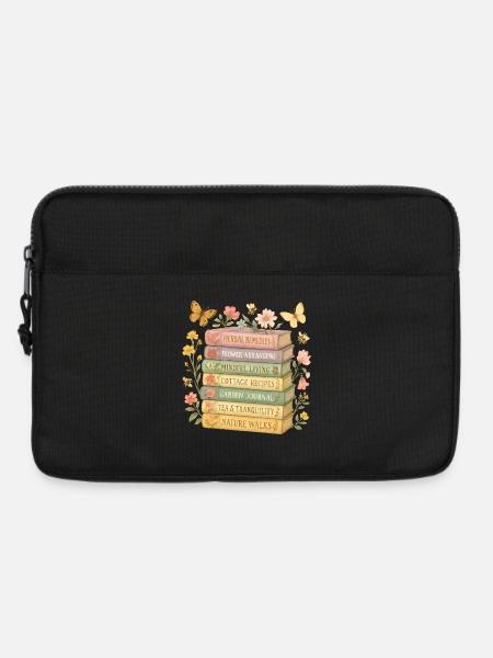 Natur- und Bücherliebhaber Floraler Bücherstapel - Laptoptasche 13" - Schwarz