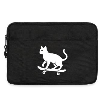 Cool Cat Skateboarder Silhouette Minimalist - Laptop bag 13" - black - Front