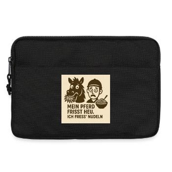 Pferd frisst Heu Nudeln - Laptoptasche 13" - Schwarz - Vorne