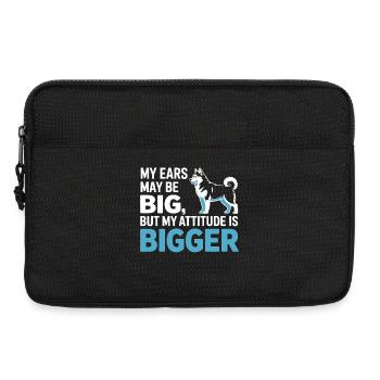 Husky, große Ohren, größere Einstellung - Laptoptasche 13" - Schwarz - Vorne