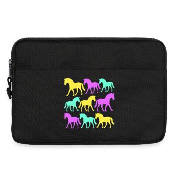 6 chevaux silhouette équipe cavalier équitation amis mignon - Sacoche pour ordinateur portable 13 pouces - noir - Devant