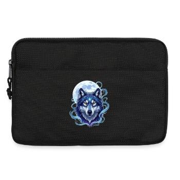 Mystischer Wolf mit Mondschein-Hintergrund - Laptoptasche 13" - Schwarz - Vorne