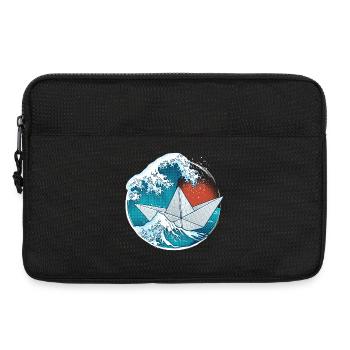 Bateau en papier de style origami - Sacoche pour ordinateur portable 13 pouces - noir - Devant