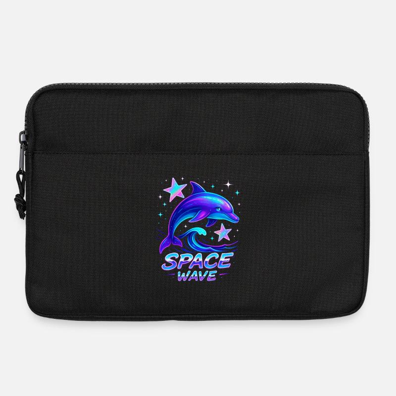 Neon Space Wave Delphin Design - Laptoptasche 13" - Schwarz