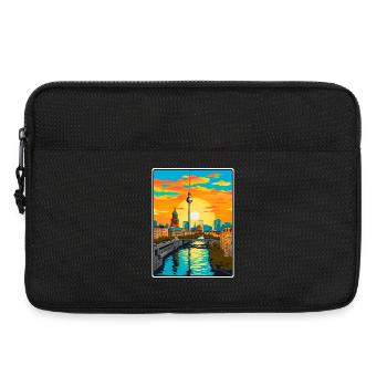 Berlin Sunset Skyline Illustration Travel Poster - Laptop bag 13" - black - Front