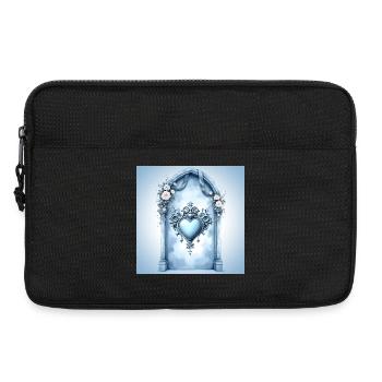 Decorative heart frame in blue baroque style - Laptop bag 13" - black - Front