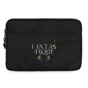 Fantastique - Lebendige Pfauenfedern Typografie - Laptoptasche 13" - Schwarz - Vorne