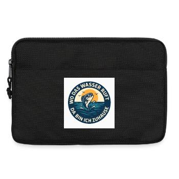 Dicton d’eau avec poisson et coucher de soleil - Sacoche pour ordinateur portable 13 pouces - noir - Devant