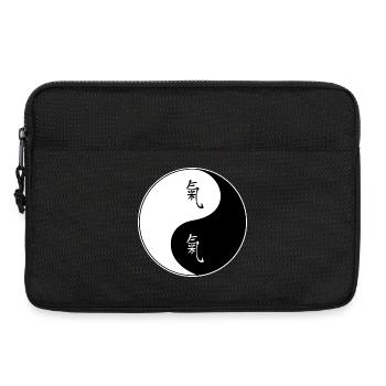 Symbole Yin Yang avec des caractères chinois - Sacoche pour ordinateur portable 13 pouces - noir - Devant