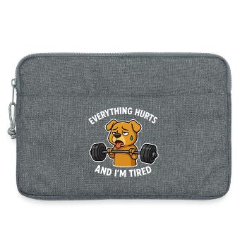 Exhausted Dog Lifting Weights - Laptop bag 13" - heather grey - Front