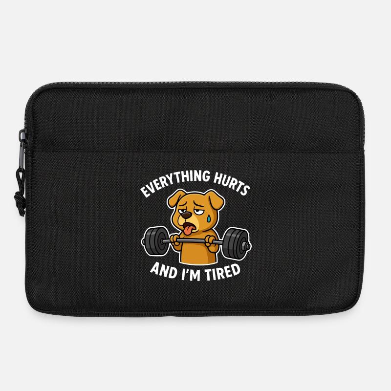 Exhausted Dog Lifting Weights - Laptop bag 13" - black