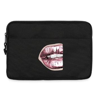 Expressive lip art in pastel colors - Laptop bag 13" - black - Front