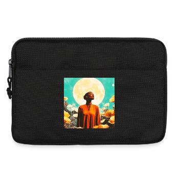 Portrait de Lune, femme et Fleurs Enchantées - Sacoche pour ordinateur portable 13 pouces - noir - Devant