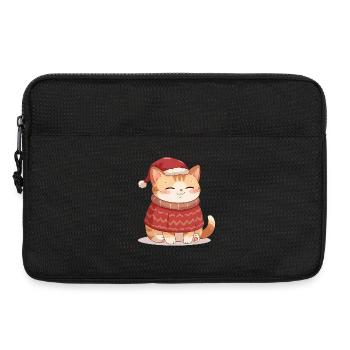 Anime Cat in Christmas Sweater - Christmas - Laptop bag 13" - black - Front