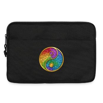 Regenbogen-Yin-Yang mit funkelnden Sternen - Laptoptasche 13" - Schwarz - Vorne
