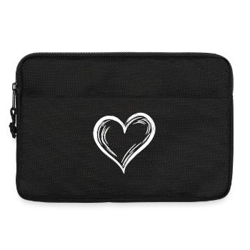 Joli cœur dessiné à la main en noir et blanc - Sacoche pour ordinateur portable 13 pouces - noir - Devant