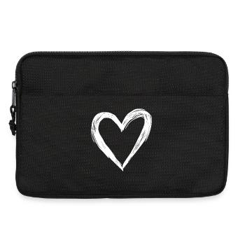 Coeur dessiné à la main en noir et blanc - Sacoche pour ordinateur portable 13 pouces - noir - Devant