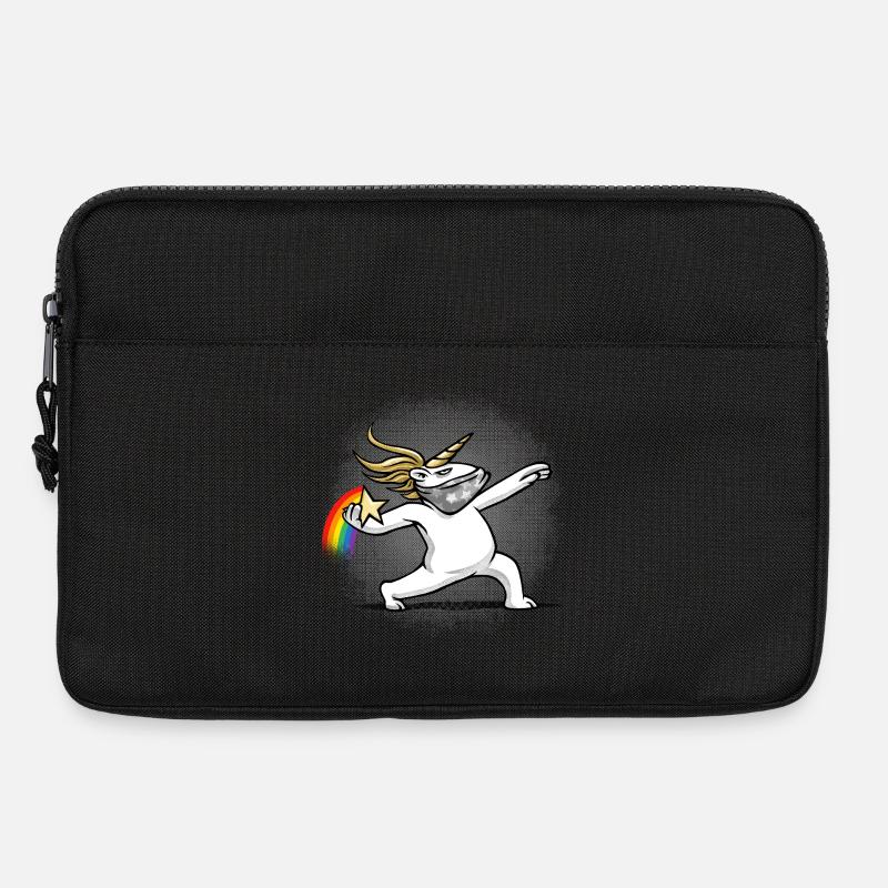 Einhorn wirft einen Regenbogen - Laptoptasche 13" - Schwarz