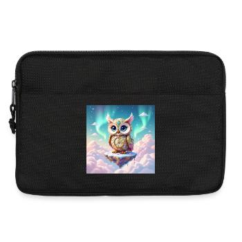 Adorable fantasy owl in the middle of the clouds - Laptop bag 13" - black - Front