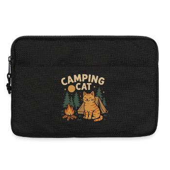 Chat de camping avec tente et feu de camp - Sacoche pour ordinateur portable 13 pouces - noir - Devant