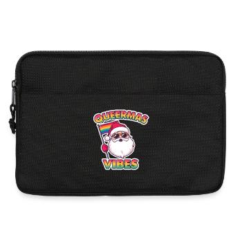 Queermas Vibes – Santa mit Regenbogenflagge - Laptoptasche 13" - Schwarz - Vorne