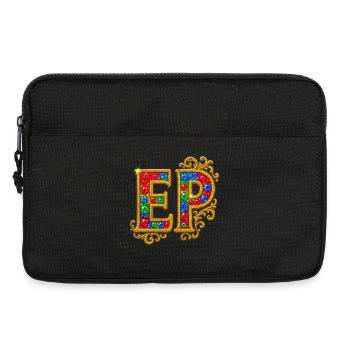 Glitzernder Buchstabe E mit Goldrahmen - Laptoptasche 13" - Schwarz - Vorne