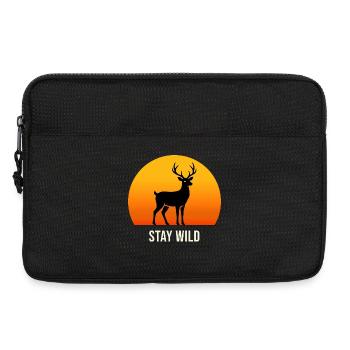 Deer at sunset – Stay Wild - Laptop bag 13" - black - Front