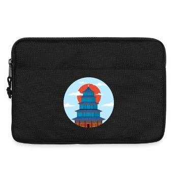 Traditionelle blaue und orangefarbene Pagode - Laptoptasche 13" - Schwarz - Vorne