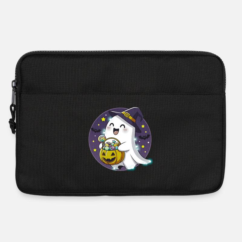 Whimsical Halloween Ghost with Candy Basket - Laptop bag 13" - black