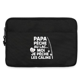 Baby Humor T-Shirt – Papa Pfirsich, ich umarmt 💖 mich - Laptoptasche 13" - Schwarz - Vorne