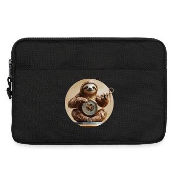 Charmant paresseux avec motif horloge - Sacoche pour ordinateur portable 13 pouces - noir - Devant