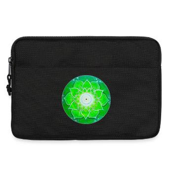Bright green mandala with green leaves - Laptop bag 13" - black - Front