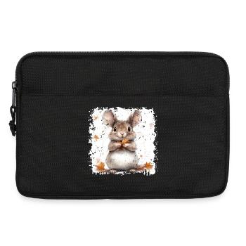 Niedlicher Maus mit Herbstlaub - Laptoptasche 13" - Schwarz - Vorne