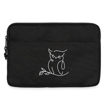Owl Silhouette – Artistic Line Motif - Laptop bag 13" - black - Front