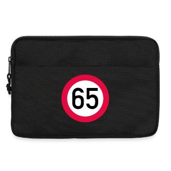 65. Geburtstag Achtung! Verkehrsschild 65 Km/h - Laptoptasche 13" - Schwarz - Vorne
